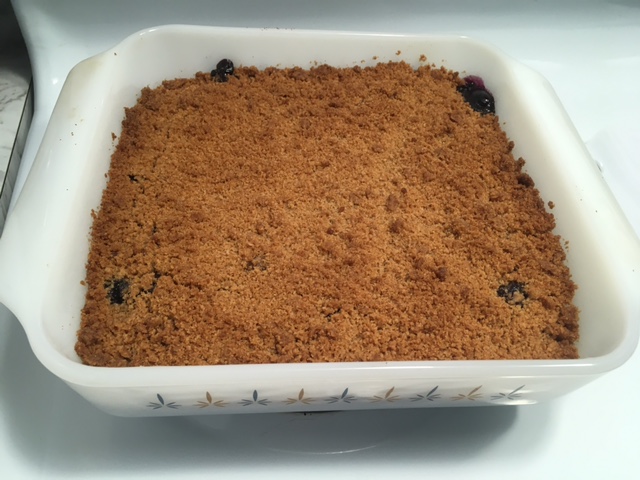 blueberry dessert in a baking dish